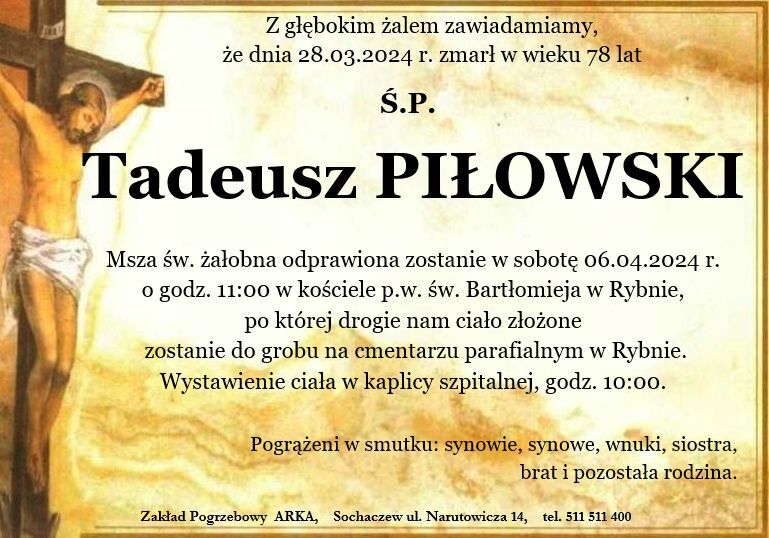 Nekrolog - Tadeusz Piłowski