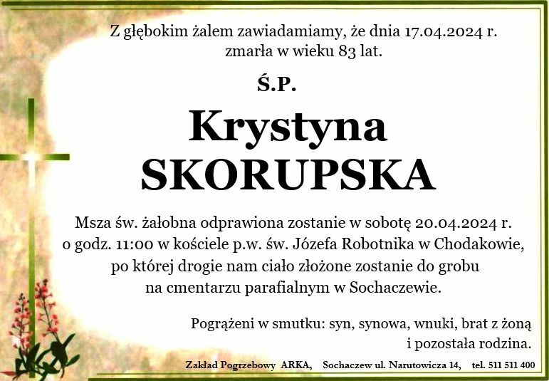 Nekrolog - Krystyna Skorupska