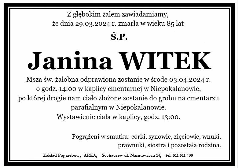 Nekrolog - Janina Witek