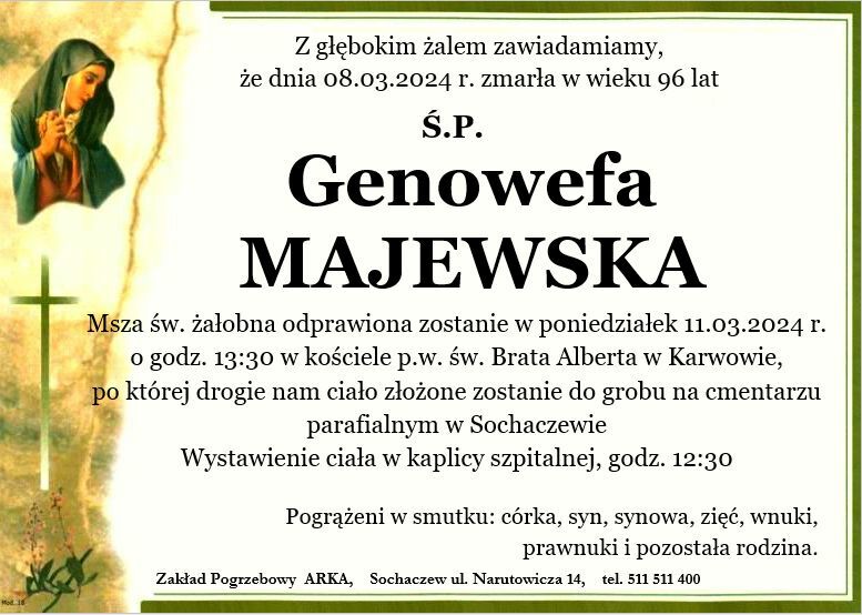 Nekrolog - Genowefa Majewska