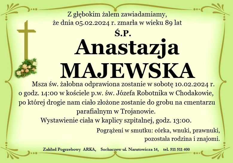 Nekrolog - Anastazja Majewska