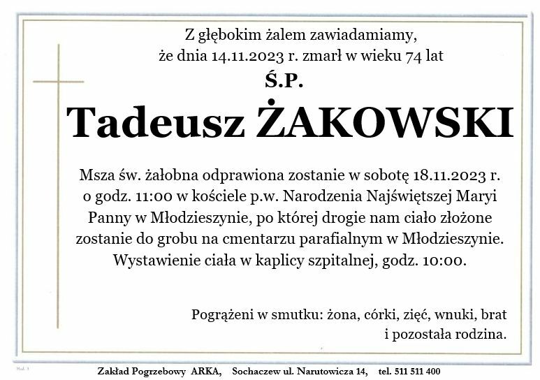 Nekrolog - Tadeusz Żakowski