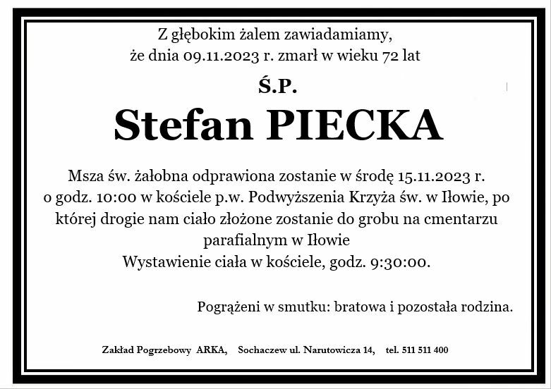 Nekrolog - Stefan  Piecka