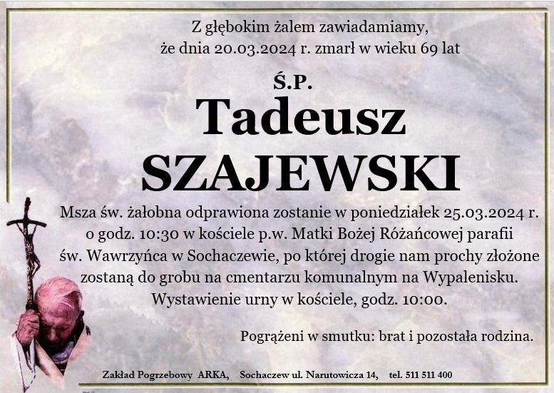Nekrolog - Tadeusz  Szajewski