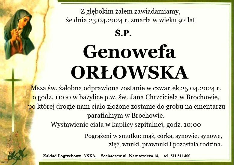 Nekrolog - Genowefa Orłowska