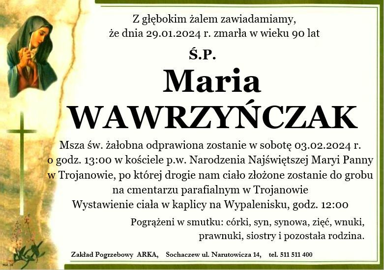 Nekrolog - Maria Wawrzyńczak