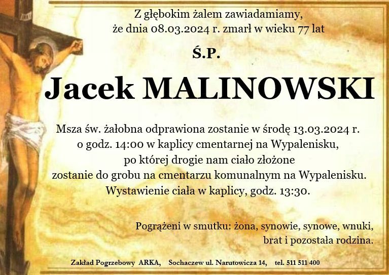 Nekrolog - Jacek Malinowski