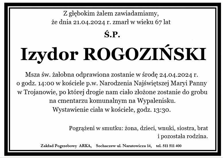 Nekrolog - Izydor Rogoziński