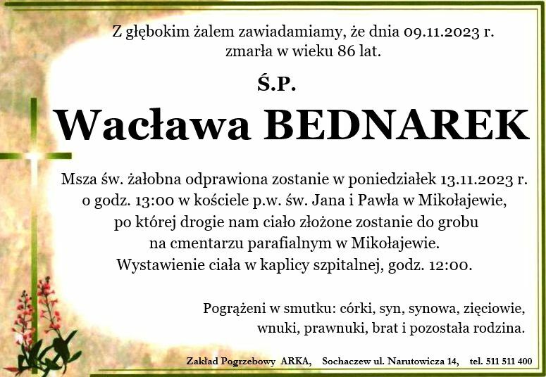 Nekrolog - Wacława Bednarek