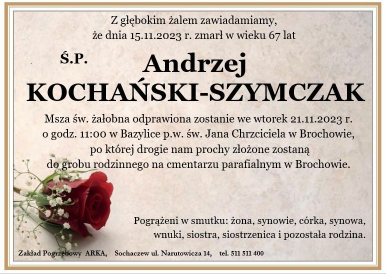 Nekrolog - Andrzej Kochański-Szymczak