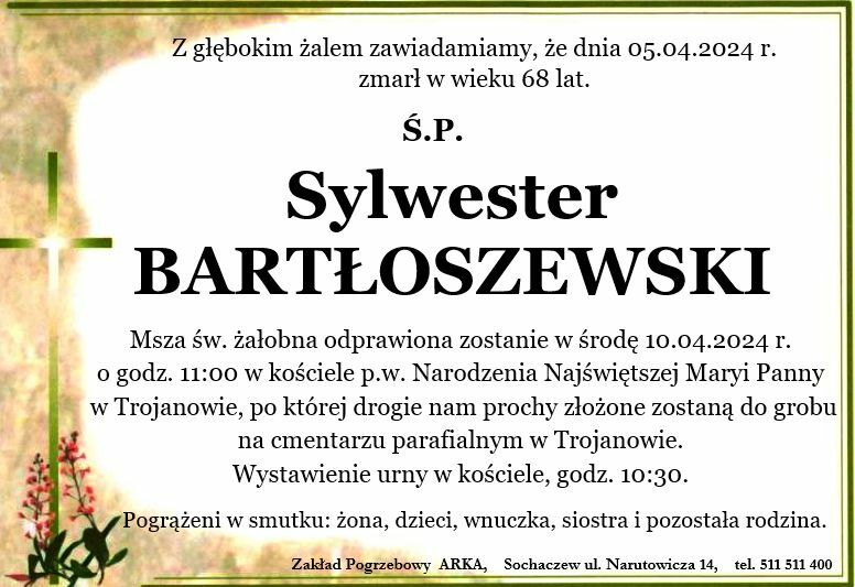 Nekrolog - Sylwester Bartłoszewski