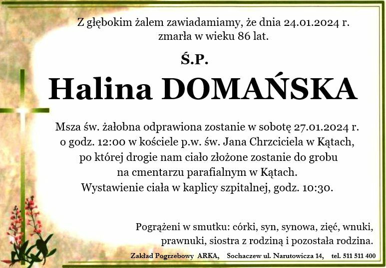 Nekrolog - Halina Domańska