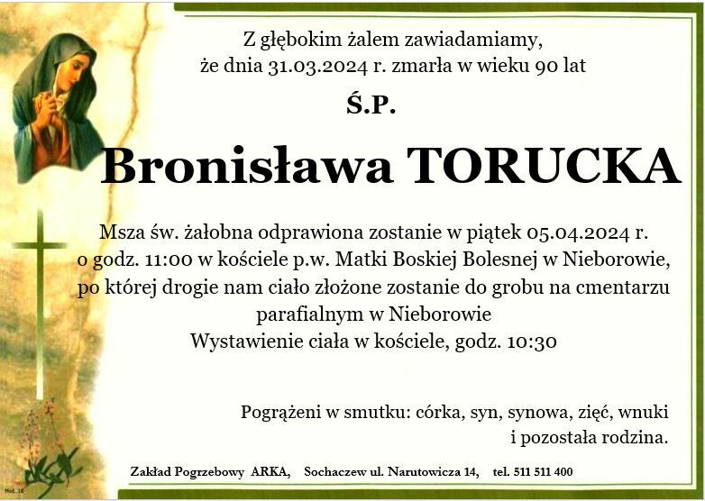 Nekrolog - Bronisława Torucka