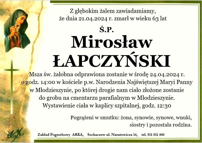 Nekrolog - Mirosław Łapczyński