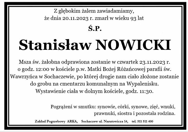 Nekrolog - Stanisław Nowicki