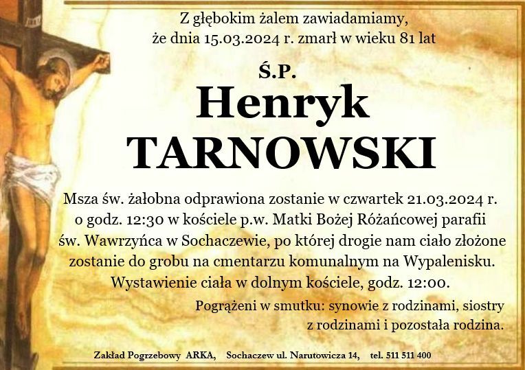 Nekrolog - Henryk Tarnowski