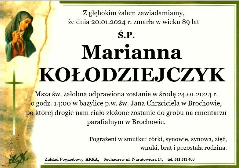 Nekrolog - Marianna Kołodziejczyk