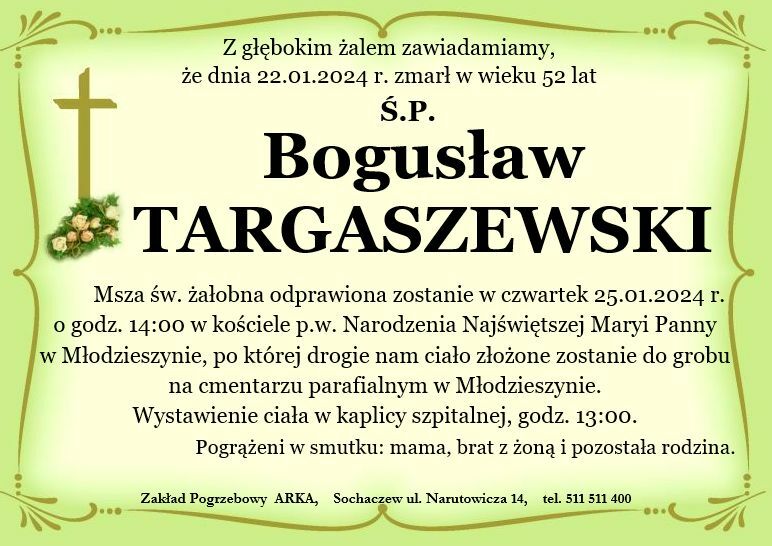 Nekrolog - Bogusław Targaszewski