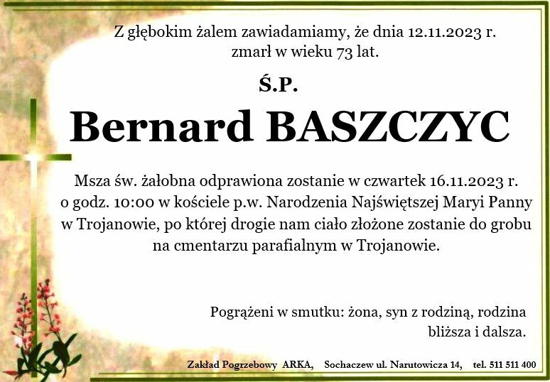 Nekrolog - Bernard Baszczyc
